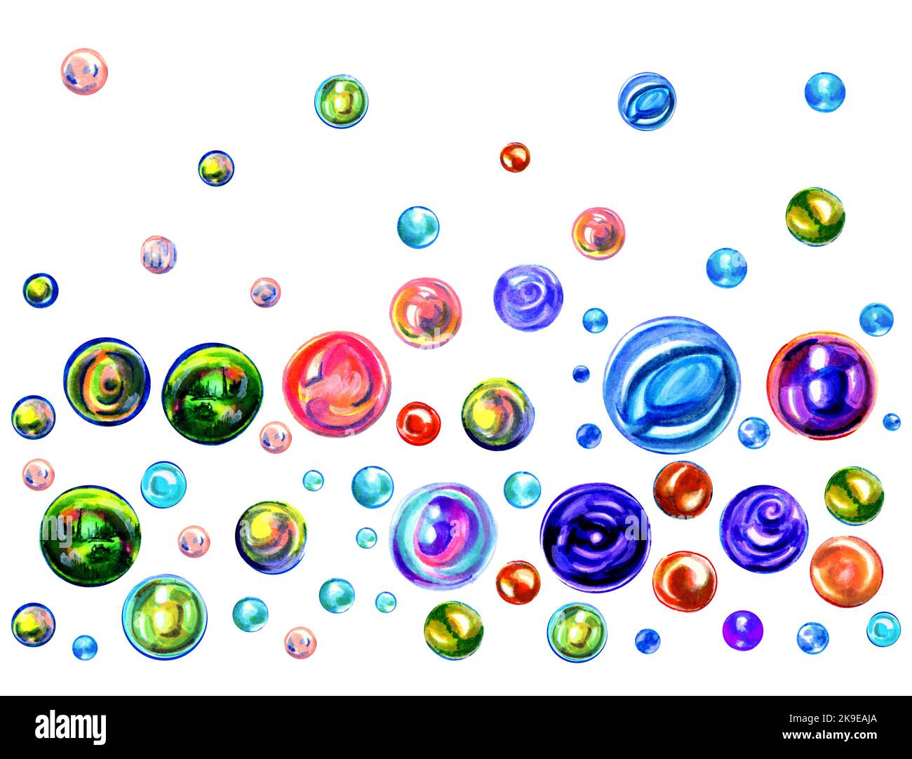 Soap colored bubbles pattern. Stylized watercolor graphics Stock Photo