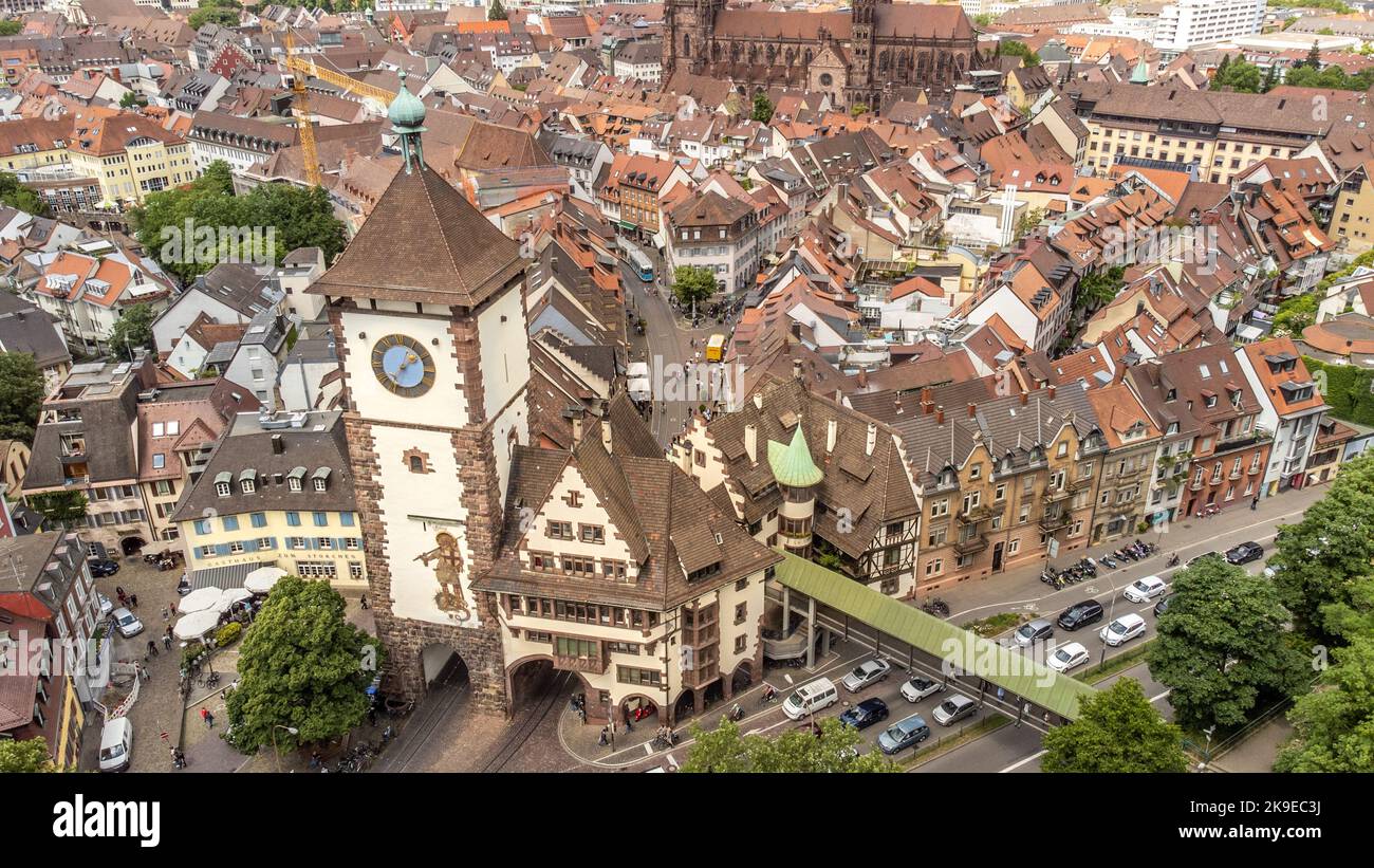 Schwabentor or Swabian gate, City Gate, Freiburg im Breisgau, Germany Stock Photo