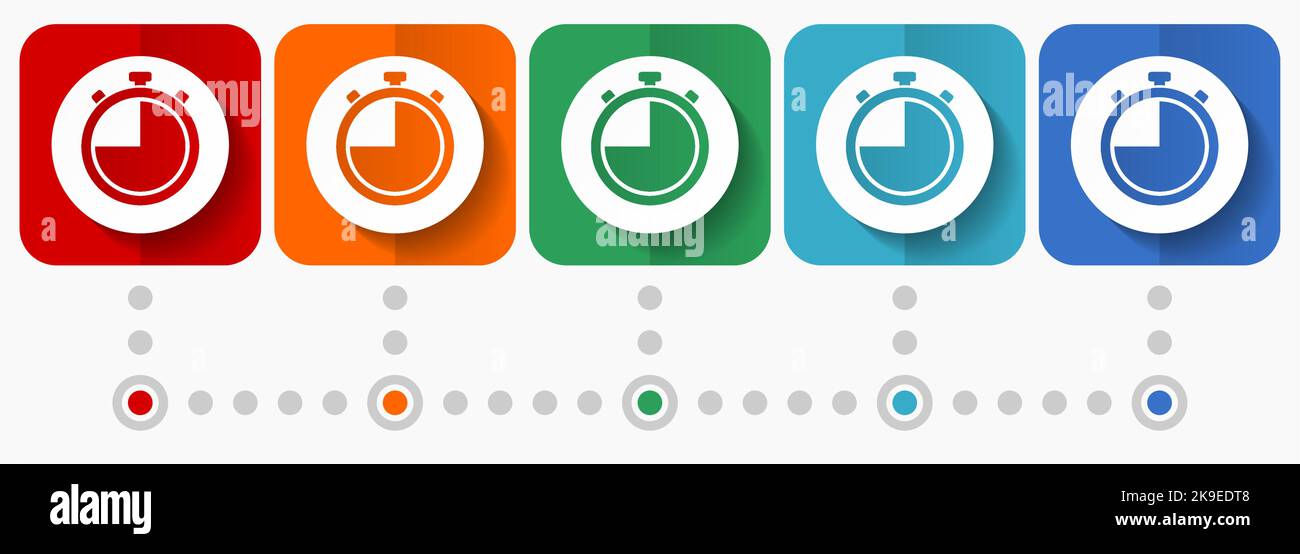 Stopwatch, watch vector icons, infographic template, set of flat design ...