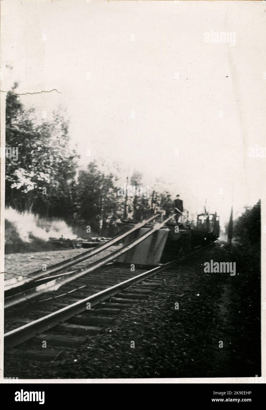 Unloading of rails on the double track Skövde-Falköping Stock Photo - Alamy