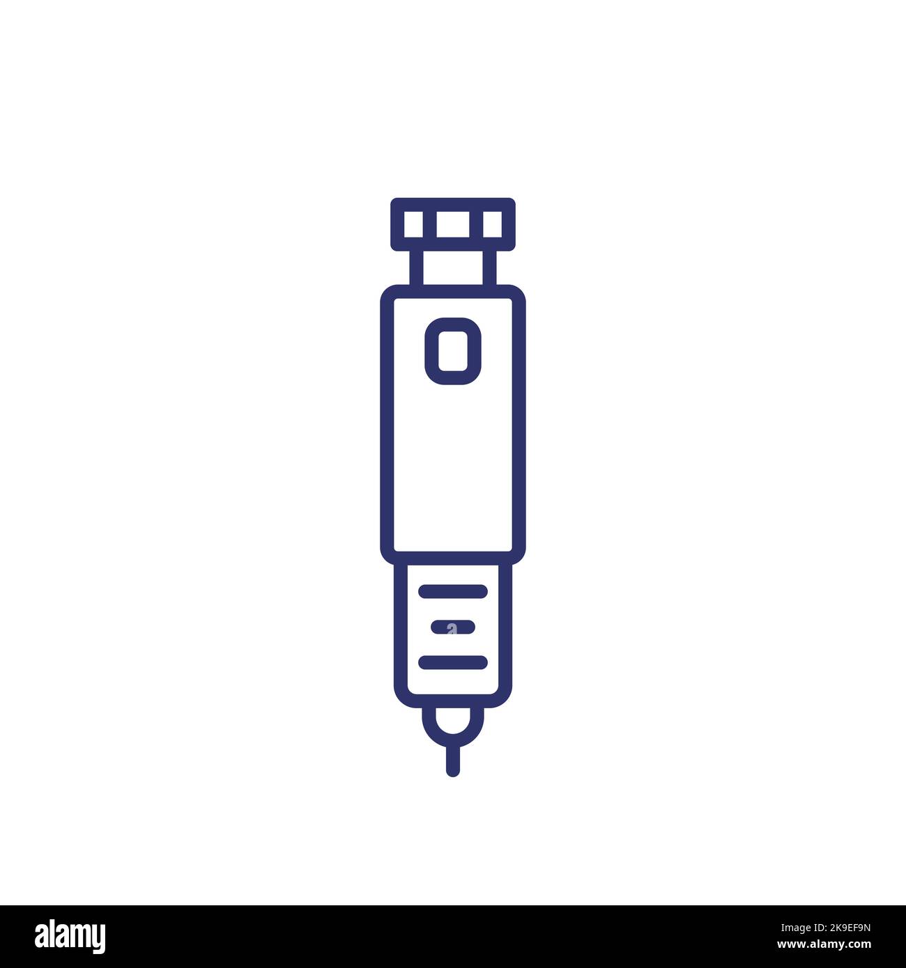 insulin pen line icon on white Stock Vector