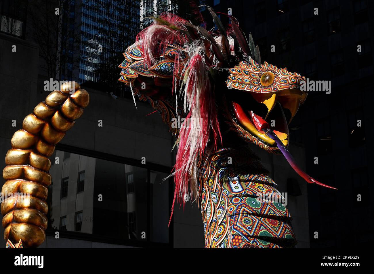 New York, USA. 27th Oct, 2022. A large snake sculpture titled
