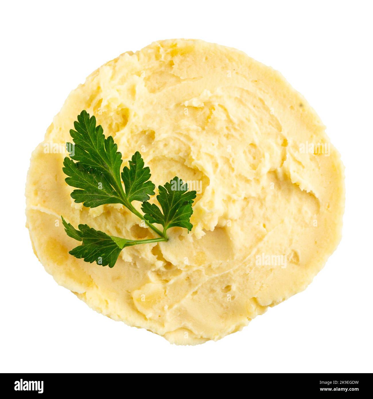 Portion of mashed potato garnish with parsley Stock Photo Alamy