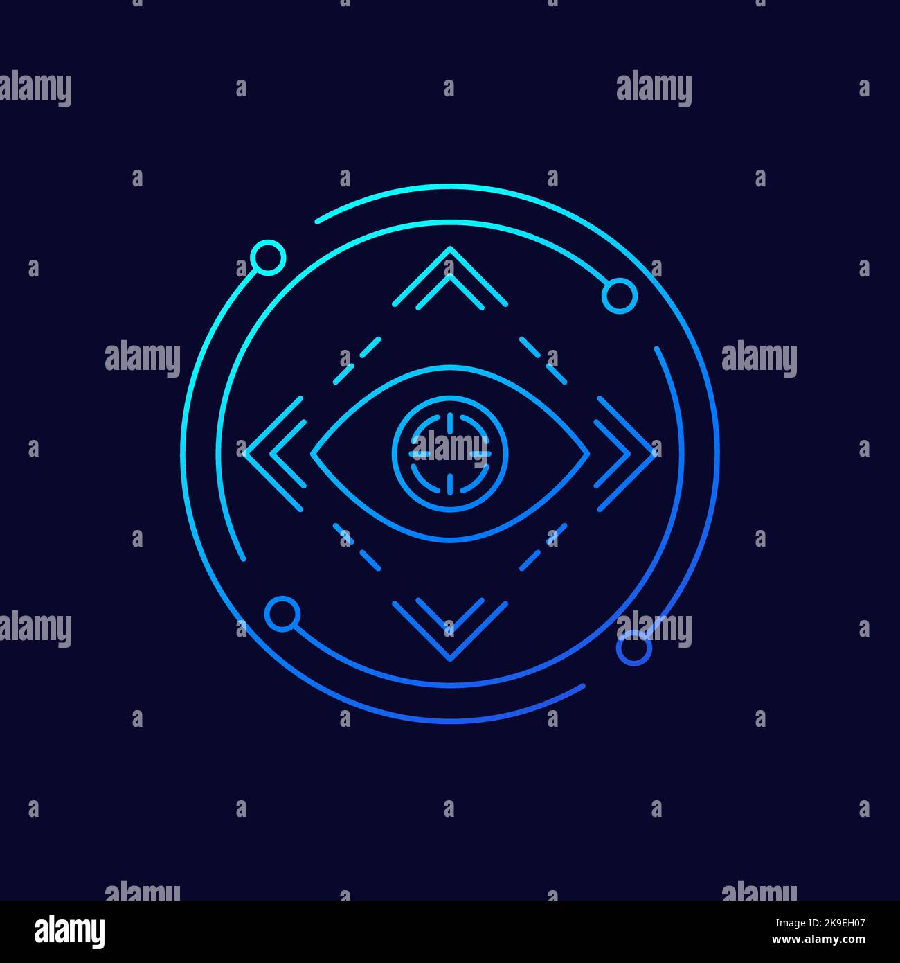 eye tracking line icon for web, apps Stock Vector