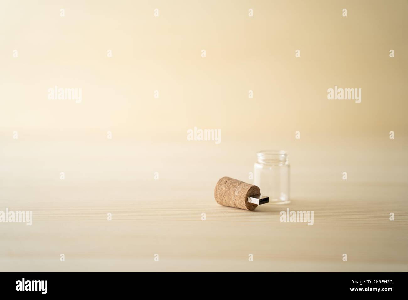 Usb stick in wine cork Stock Photo