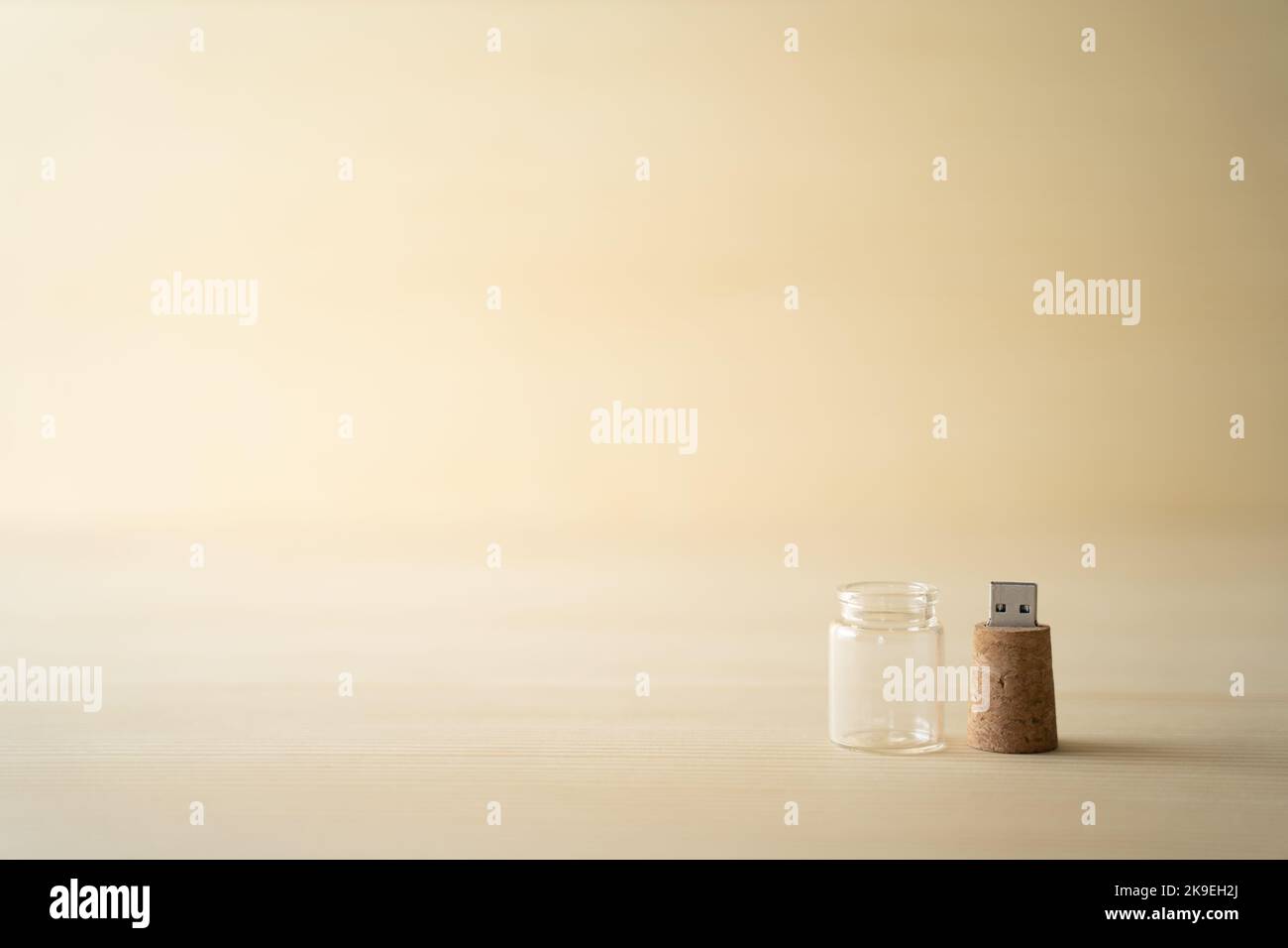 Usb stick in wine cork Stock Photo