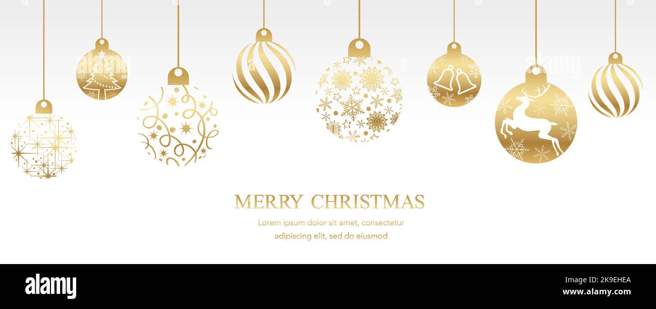 Vector Background Illustration With Gold Christmas Balls And Text Space ...