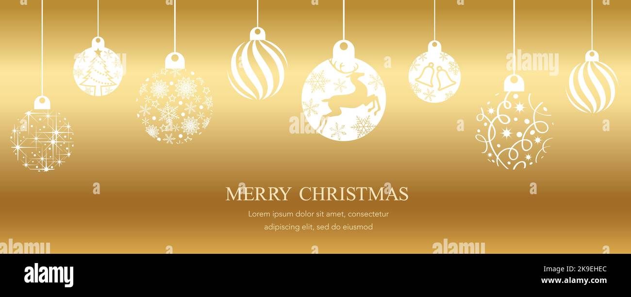 Vector Gold Background Illustration With Christmas Balls And Text Space ...