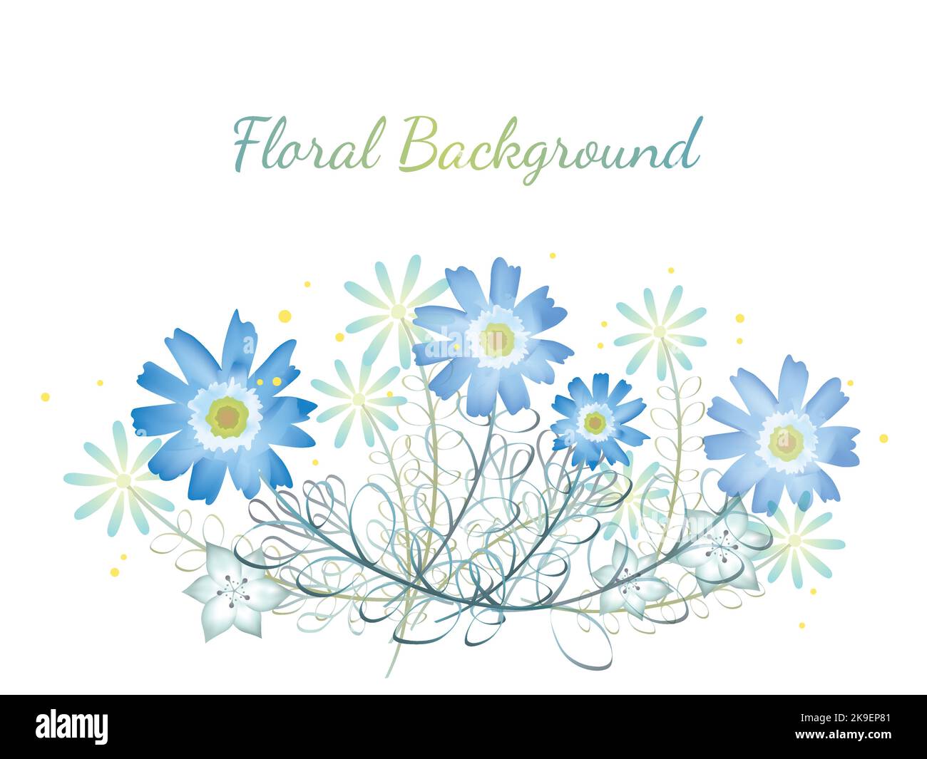 Watercolor blue flower background with text space isolated on a white background, vector illustration. Stock Vector