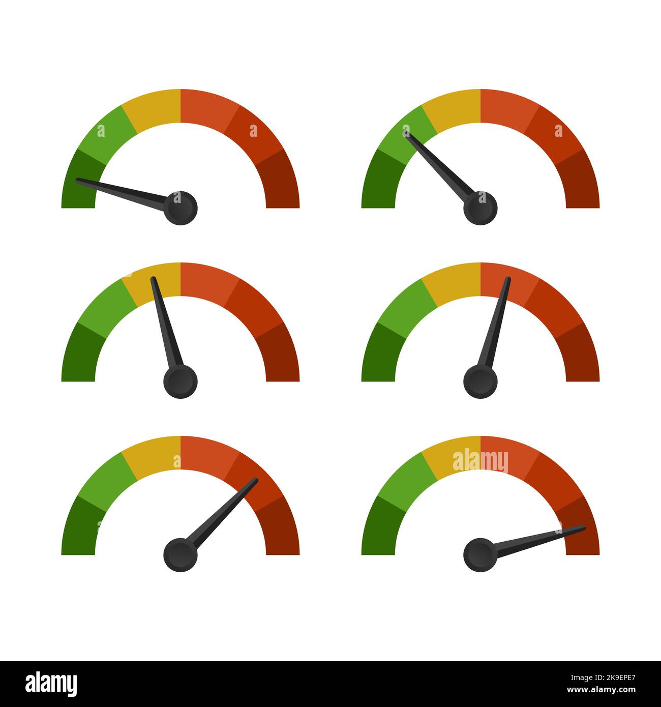 speedometer 6 different position icon vector for graphic design, logo