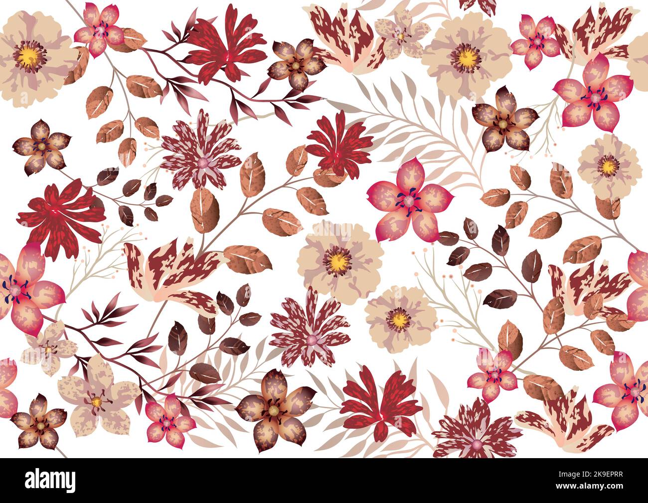 Watercolor seamless floral pattern, vector illustration. Horizontally and vertically repeatable. Stock Vector