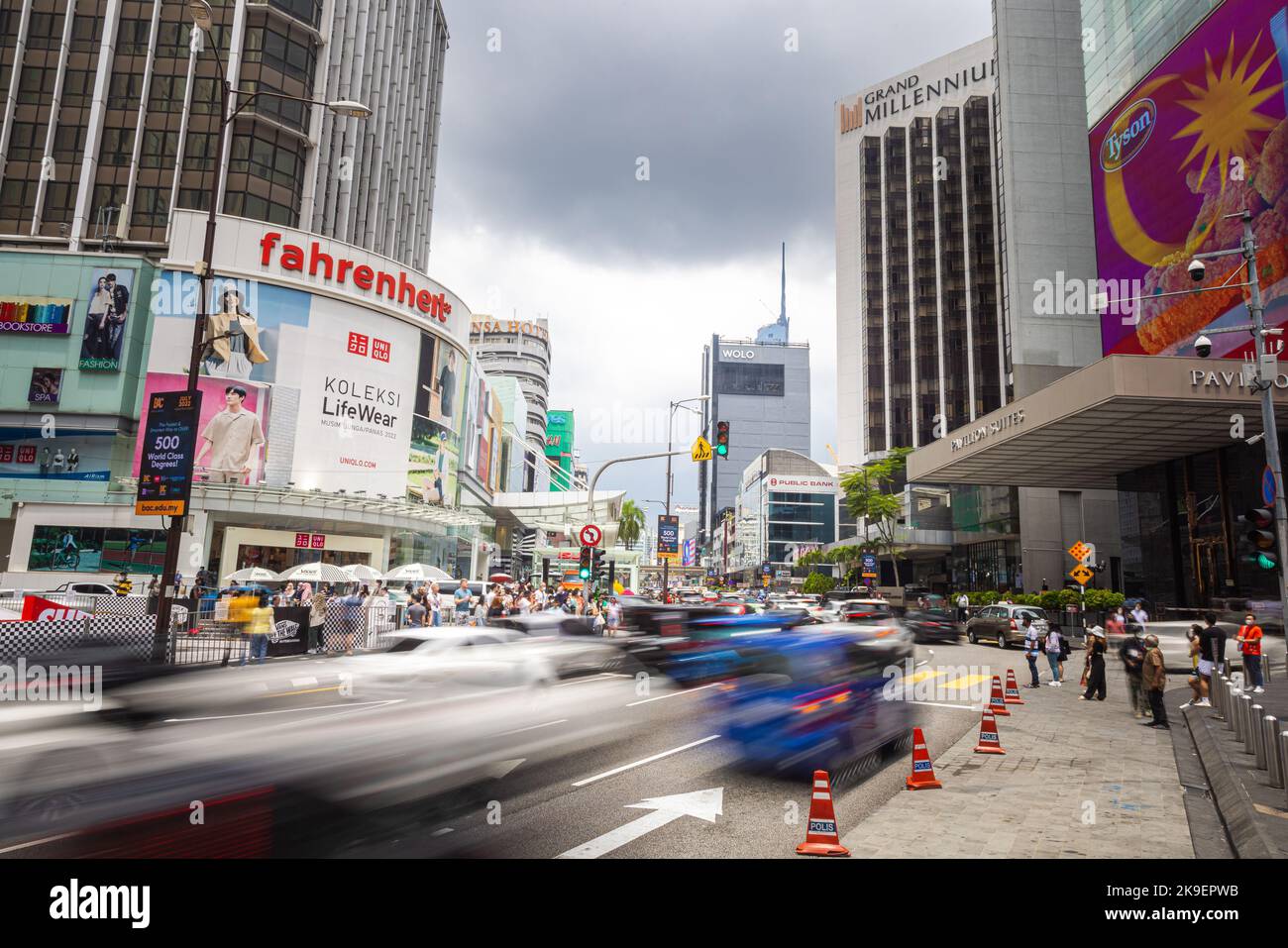Kuala Lumpur, Malaysia - August 21, 2022: At Starhill Square in front of the Pavilion Shopping mall in the KL city center. One of the most busiest str Stock Photo