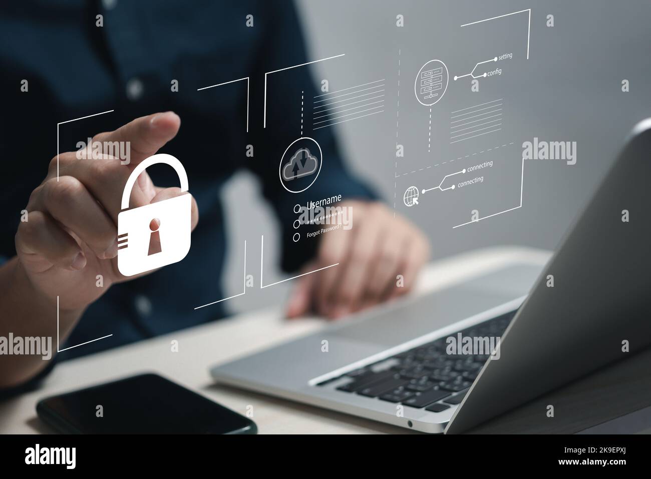 Protection personal data against hackers. Security internet access of personal data.identification information security and encryption.man typing logi Stock Photo