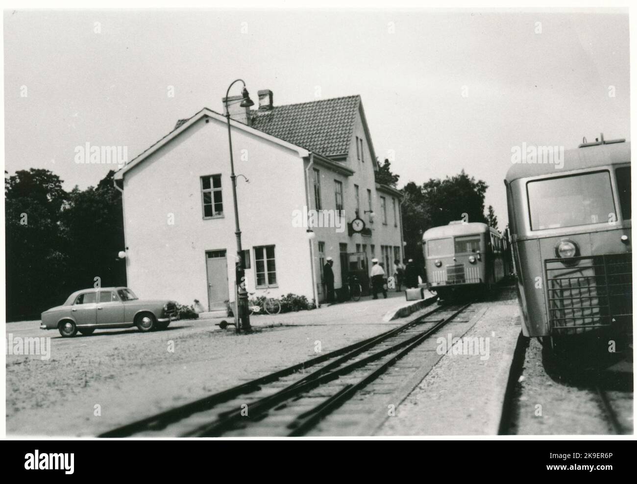 Gotlands Railway, Gj. Romakloster station. With a SJ HNJ yo rail bus and a SJ Yols 613 rail bus. Stock Photo