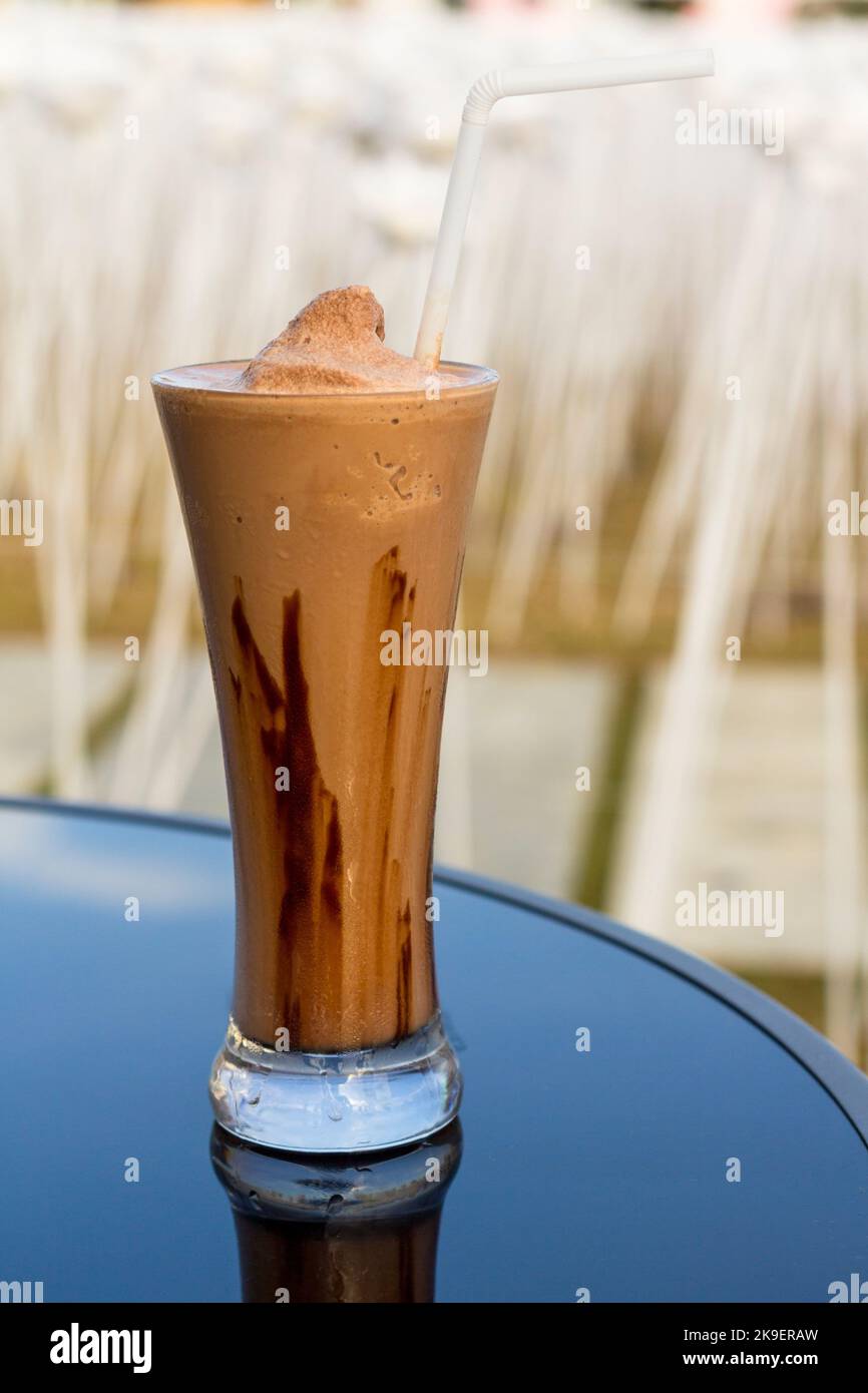 An ice blended coffee - chocolate drink at a cafe in Cebu, Philippines ...