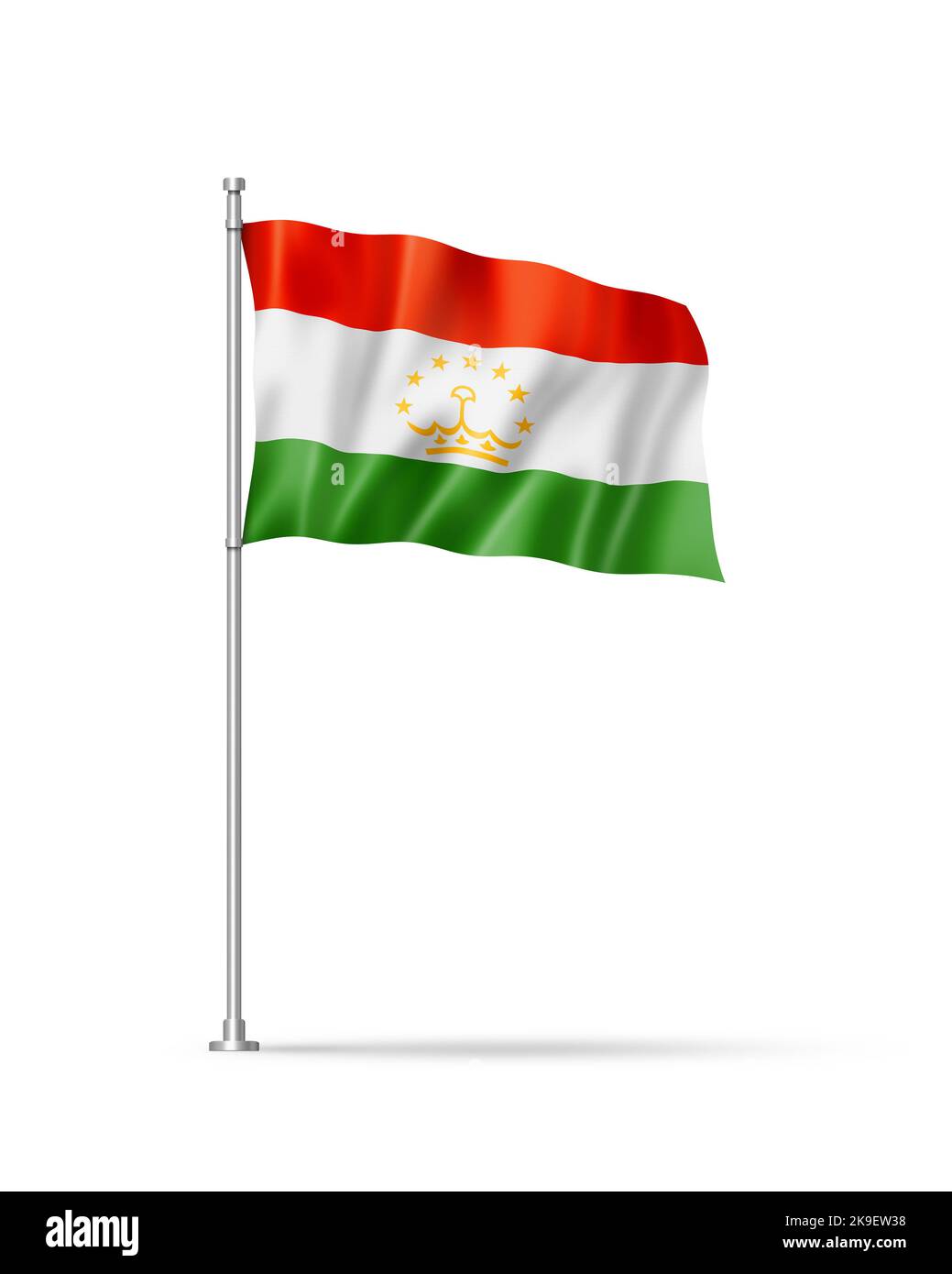 Tajikistan flag, 3D illustration, isolated on white Stock Photo