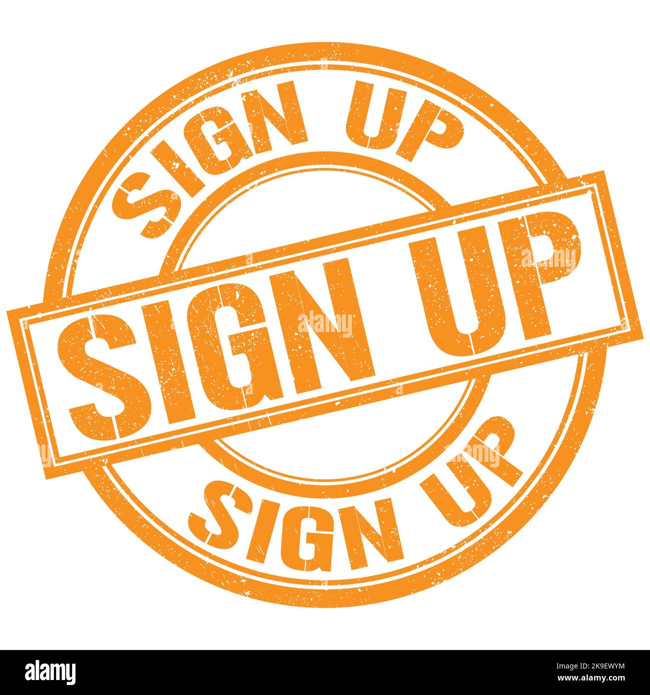 SIGN UP text written word on orange round stamp sign Stock Photo - Alamy