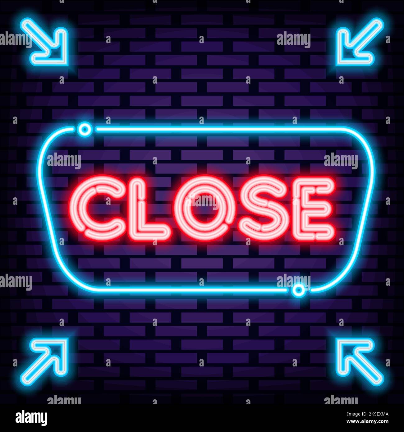 Close Neon Sign Vector. Bright signboard. Night bright advertising ...
