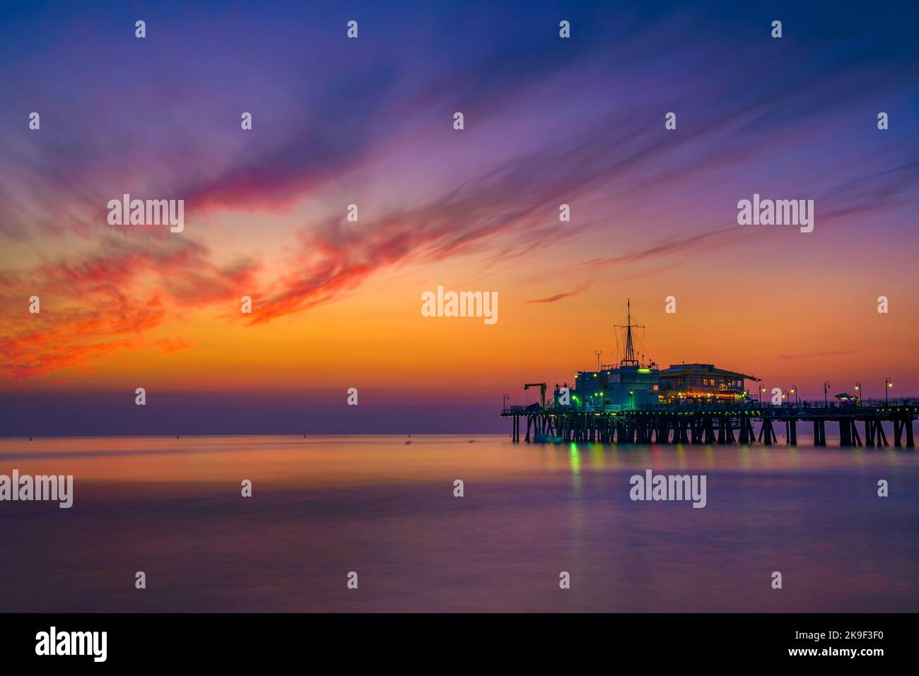 Sunset from Santa Monica Pier in Los Angeles Stock Photo