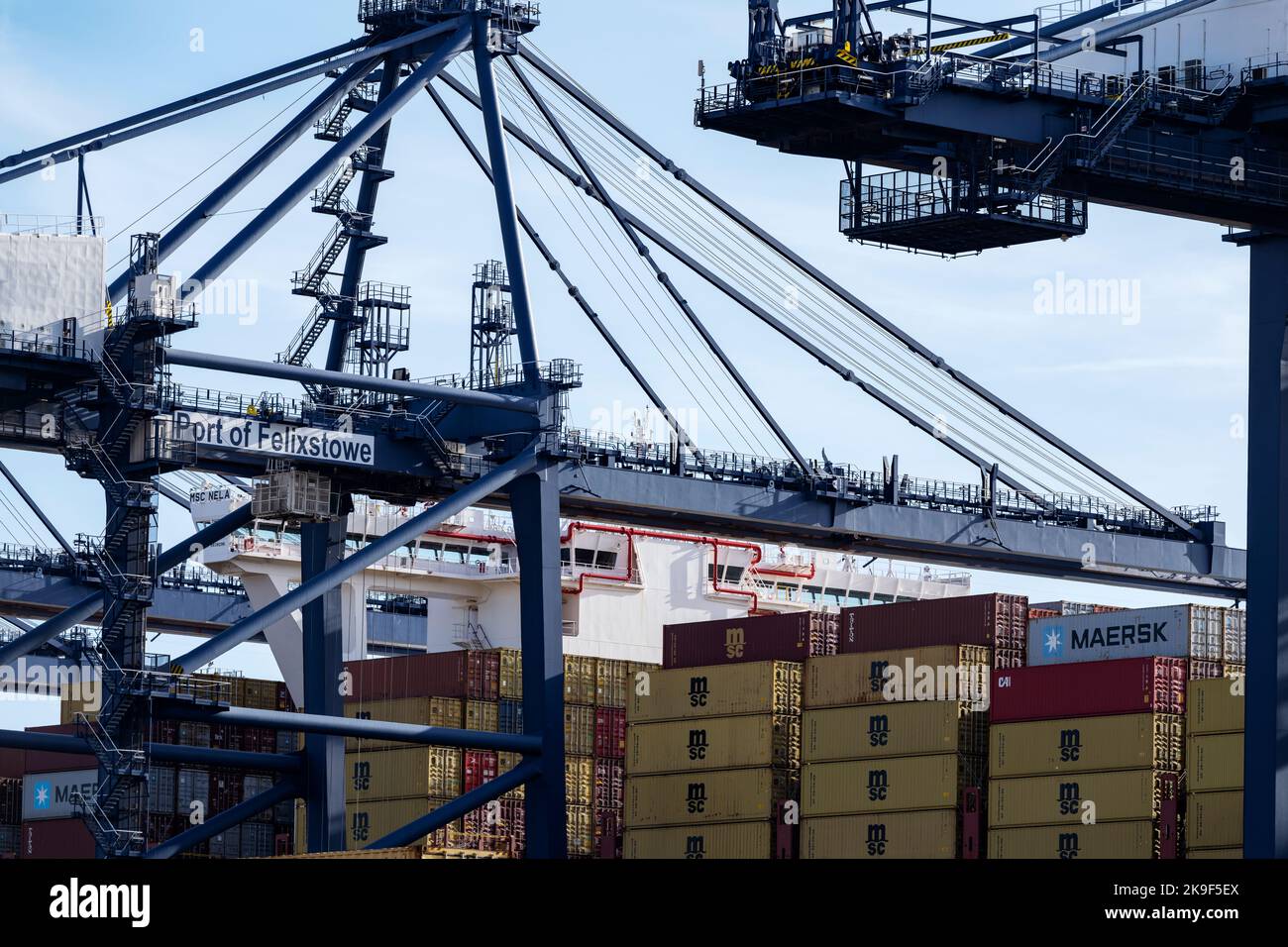 MSC Nela container ship port of Felixstowe Suffolk UK Stock Photo