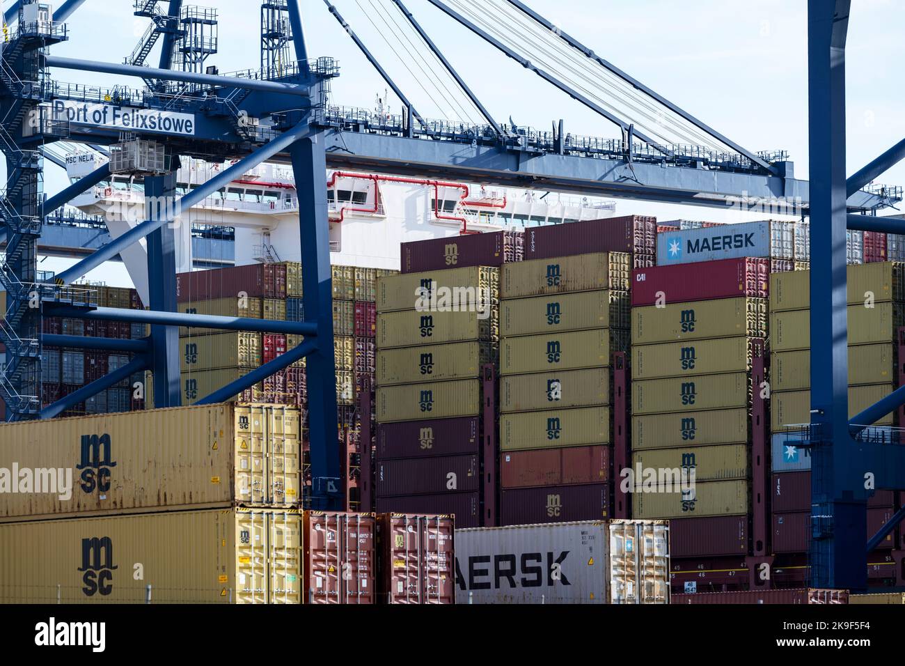 MSC Nela container ship port of Felixstowe Suffolk UK Stock Photo