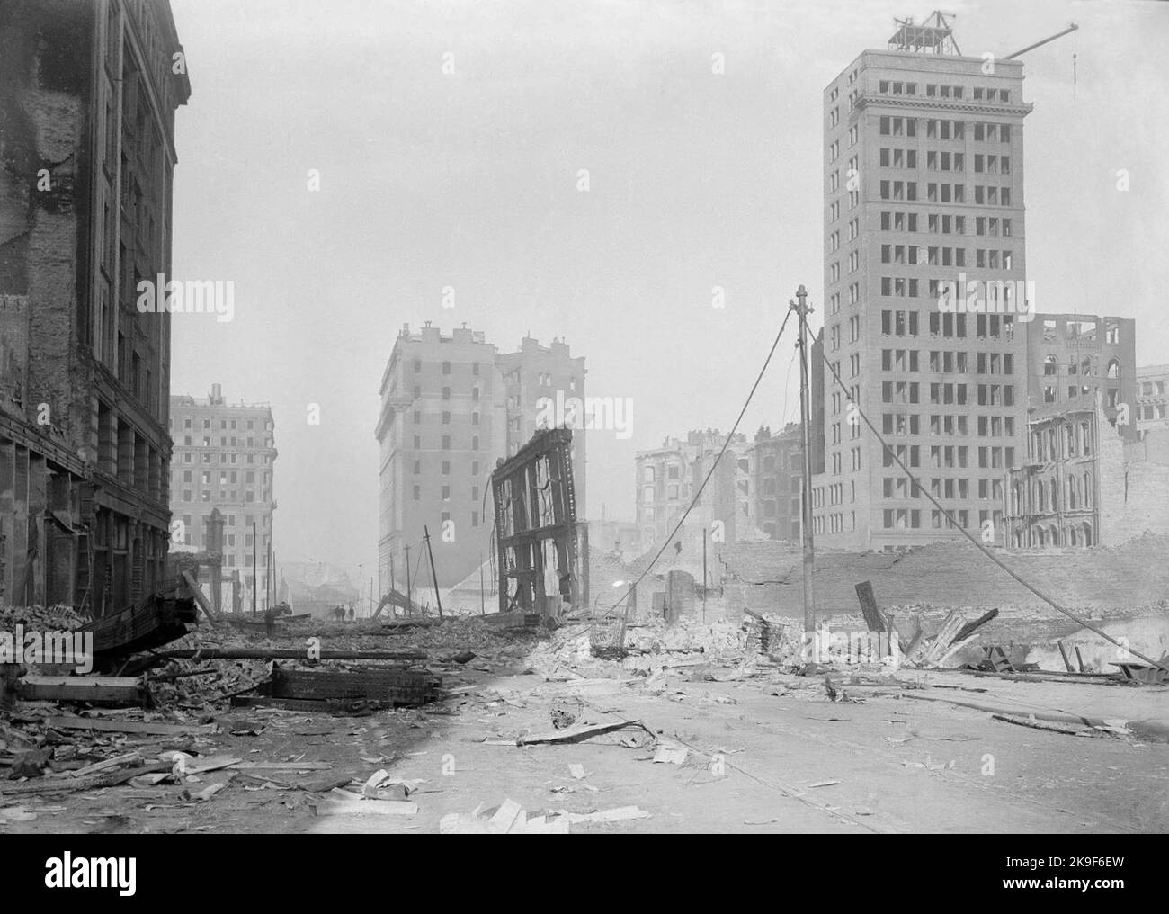 Edith Irvine - The Skeleton of Montgomery Street after San Francisco Earthquake 1906 Stock Photo