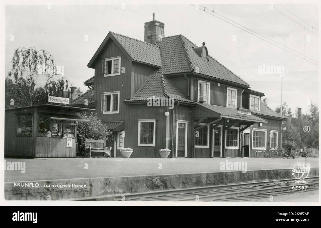 Brunflo Station around the year 1950. Stock Photo