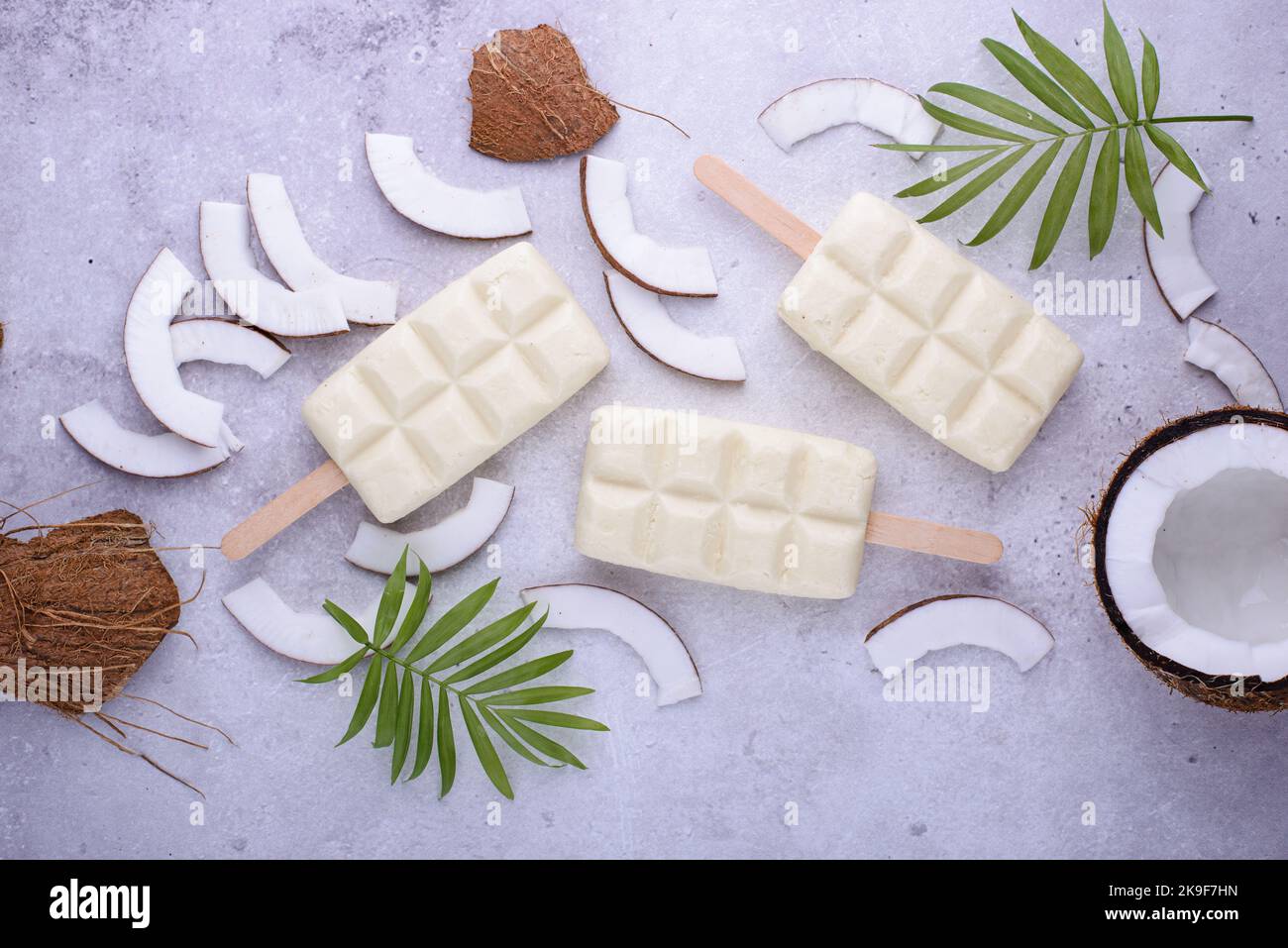 Healthy coconut ice cream popsicles Stock Photo Alamy