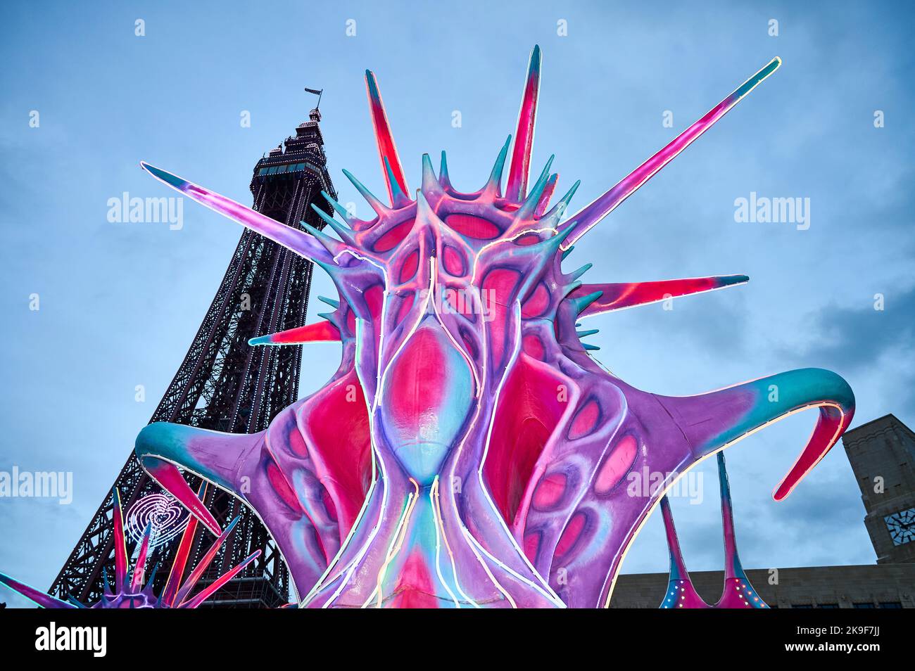 Blackpool Lightpool festival 2022. Odyssey display based on Greek sea