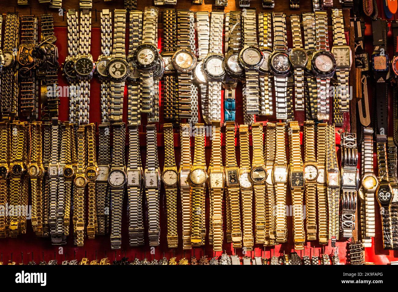 DELHI, INDIA NOV 10, 2011 golden looking watches at the Meena Bazaar