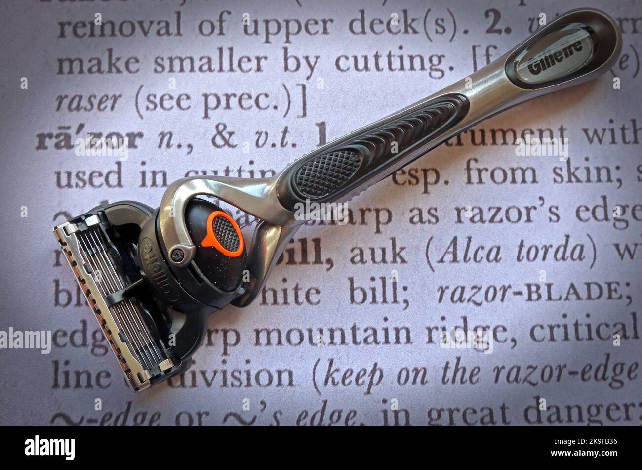 Razor, with expensive blades, on a dictionary definition of 'Razor