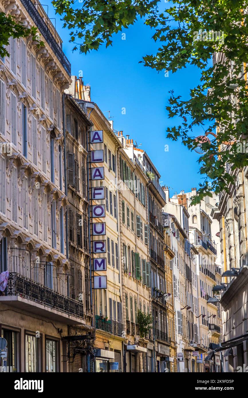 MARSEILLE, FRANCE, JULY 9, 2015 old houses in the old harbor region in