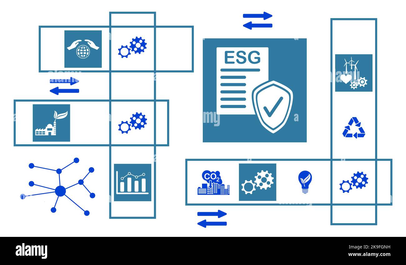 Concept of esg with connected icons Stock Photo - Alamy