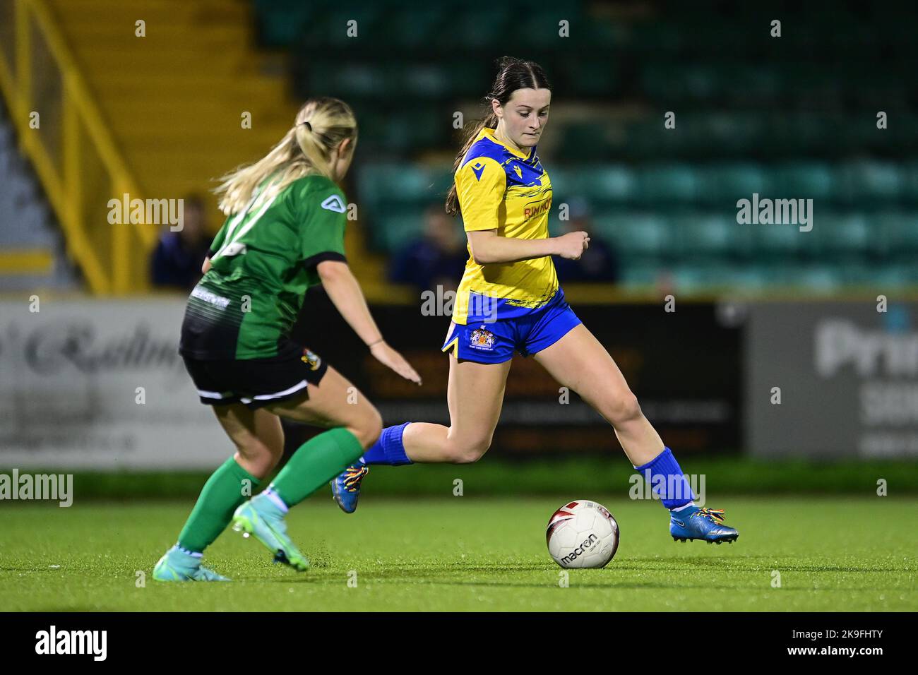 Barry, Wales. 27th Oct, 2022. Mackenzie Olden of Barry Town Utd Women  - Mandatory by-line: Ashley Crowden  - 27/10/2022 - FOOTBALL - Jenner Park Stadium - Barry, Wales - Barry Town United Women vs Aberystwyth Town Women’s FC - Genero Adran Premier Phase 1 22/23 Credit: Ashley Crowden/Alamy Live News Stock Photo