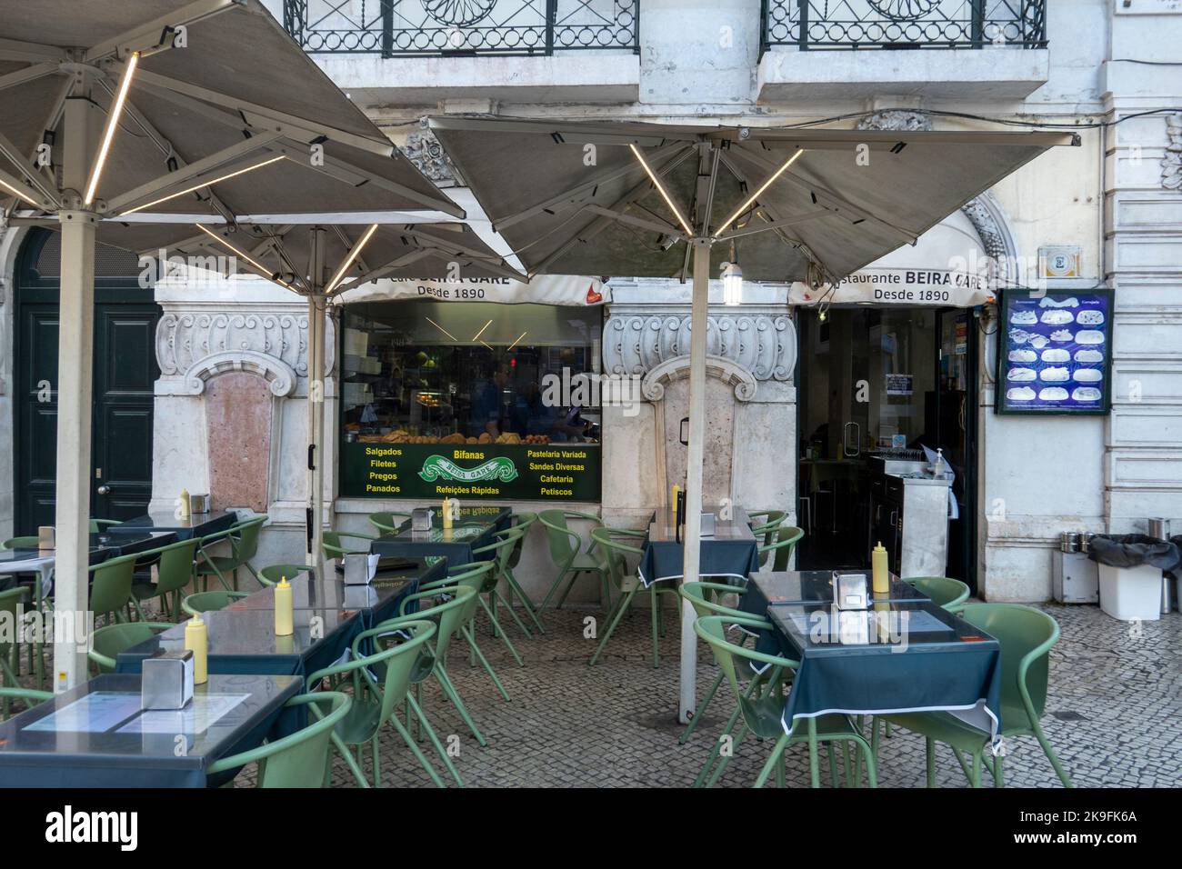LISBON, PORTUGAL, 28th JUNE 2022: View of the vintage restaurant , Beira Gare, a vintage restaurant specialized in portuguese cuisine founded in 1890, Stock Photo