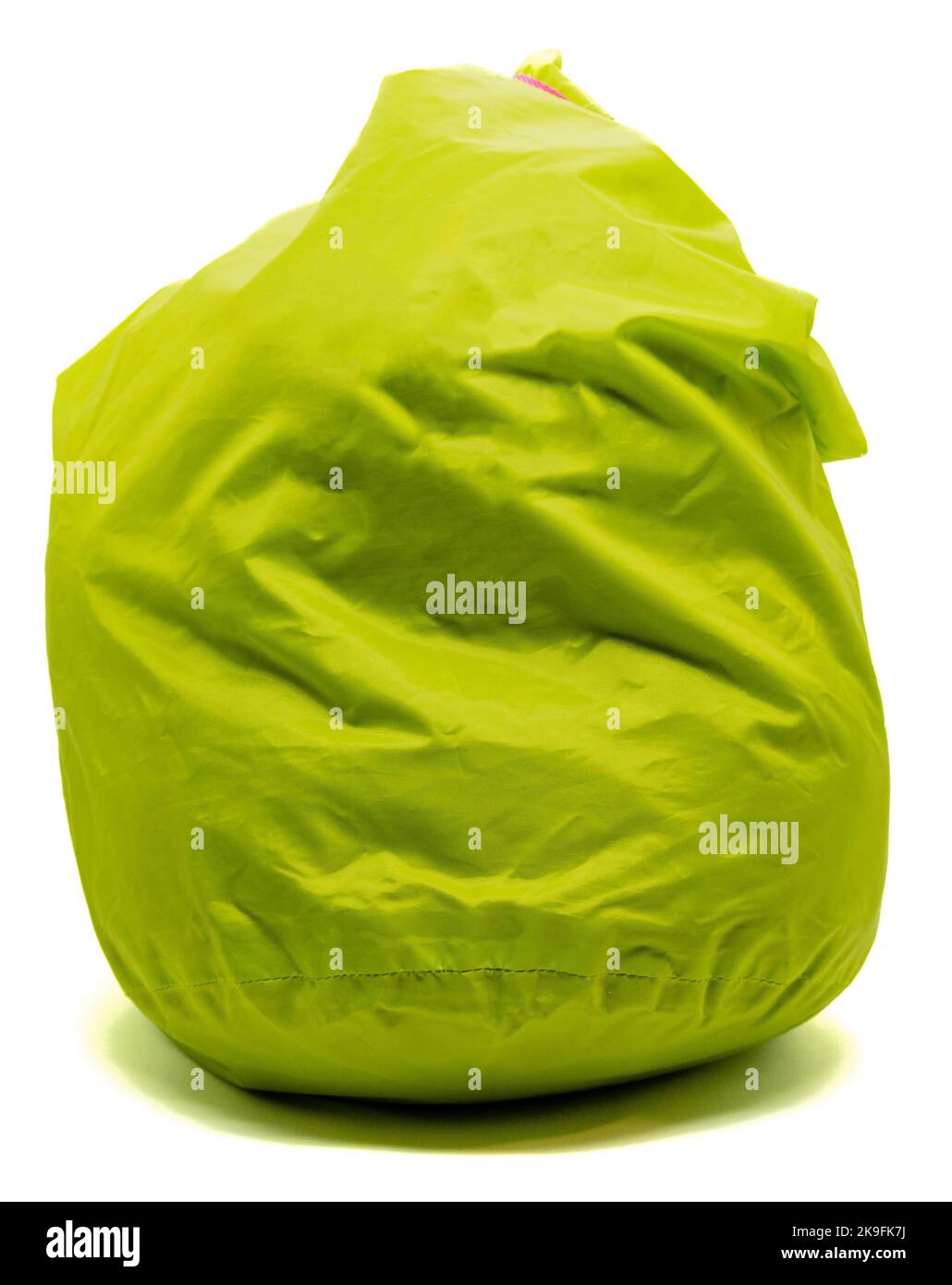 Bright green dry bag isolated on white background Stock Photo