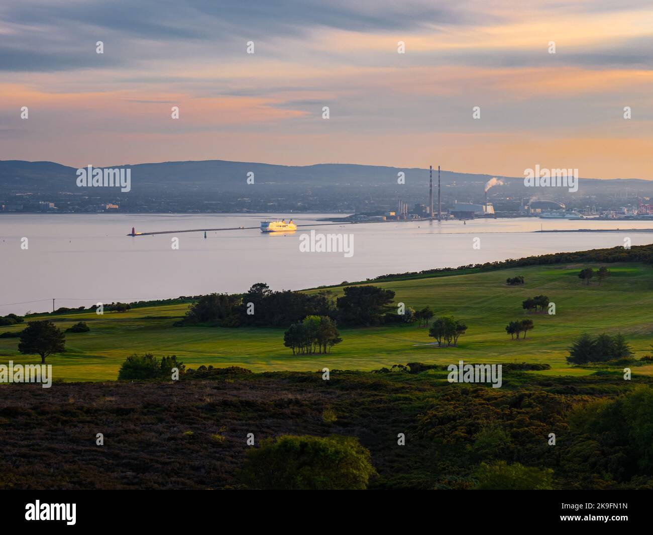 Dublin Panoramic view with mountains - Ireland Stock Photo