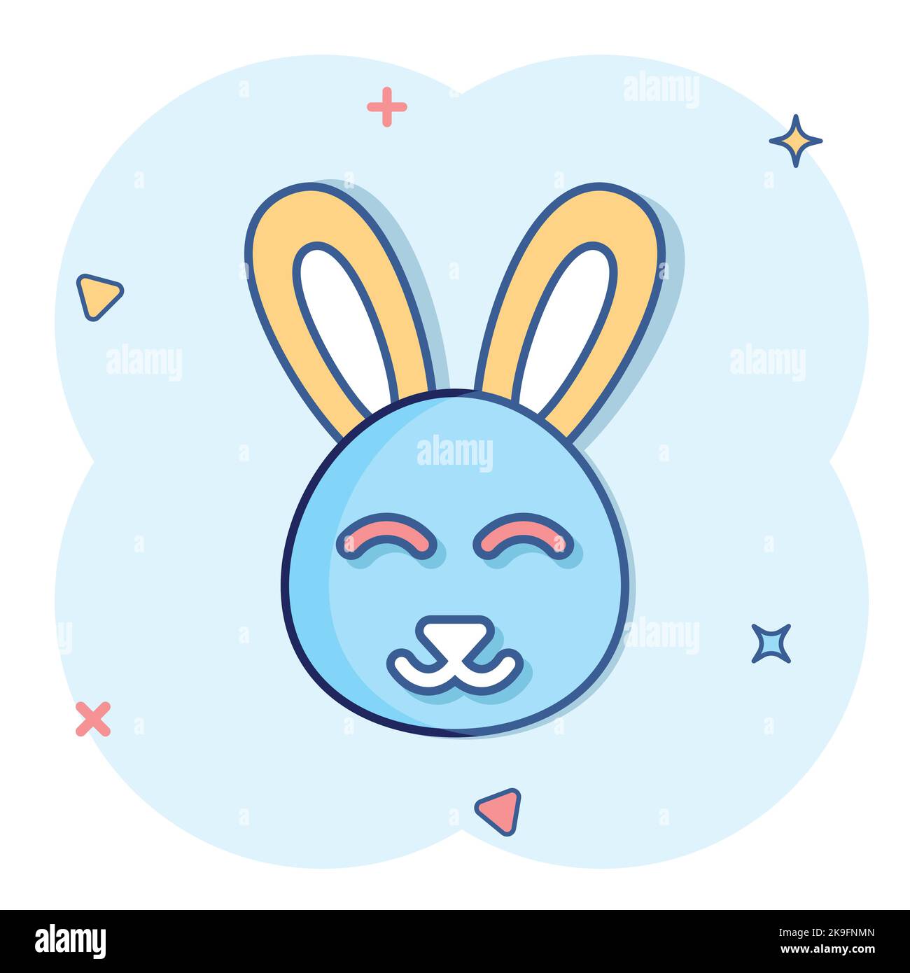Rabbit icon in comic style. Bunny cartoon vector illustration on white ...