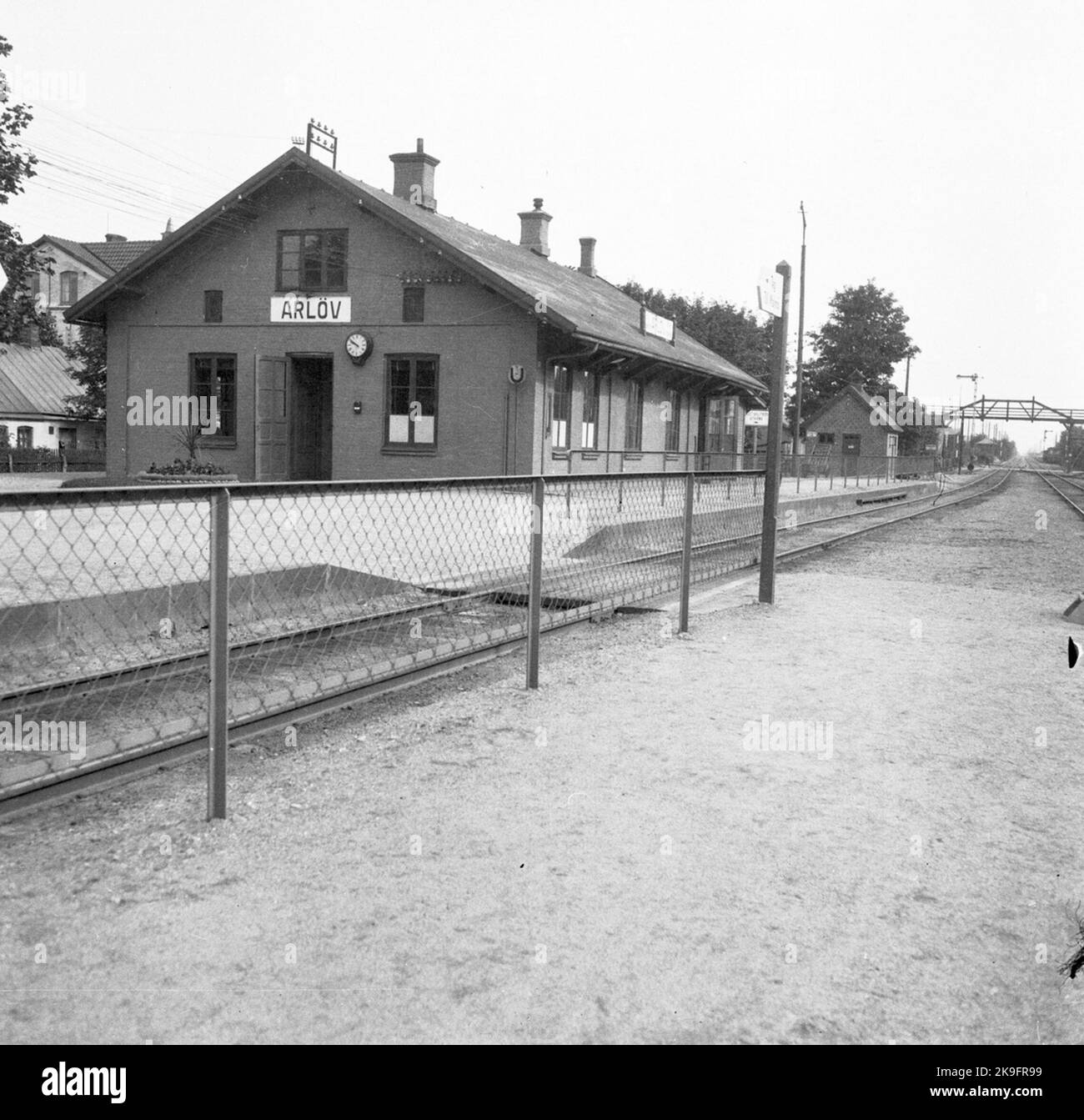 Arlöv new platforms, old pedestrian bridge left Stock Photo