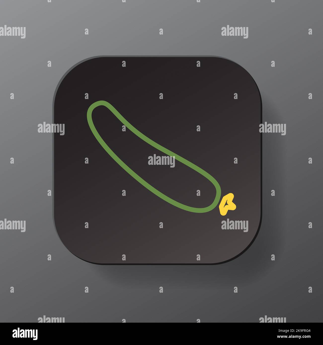 Black square button with cucumber vegetable outline icon, green ...