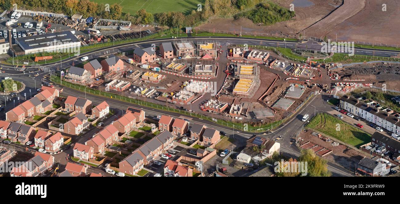 An aerial view of new housing under construction, Middlewich, cheshire