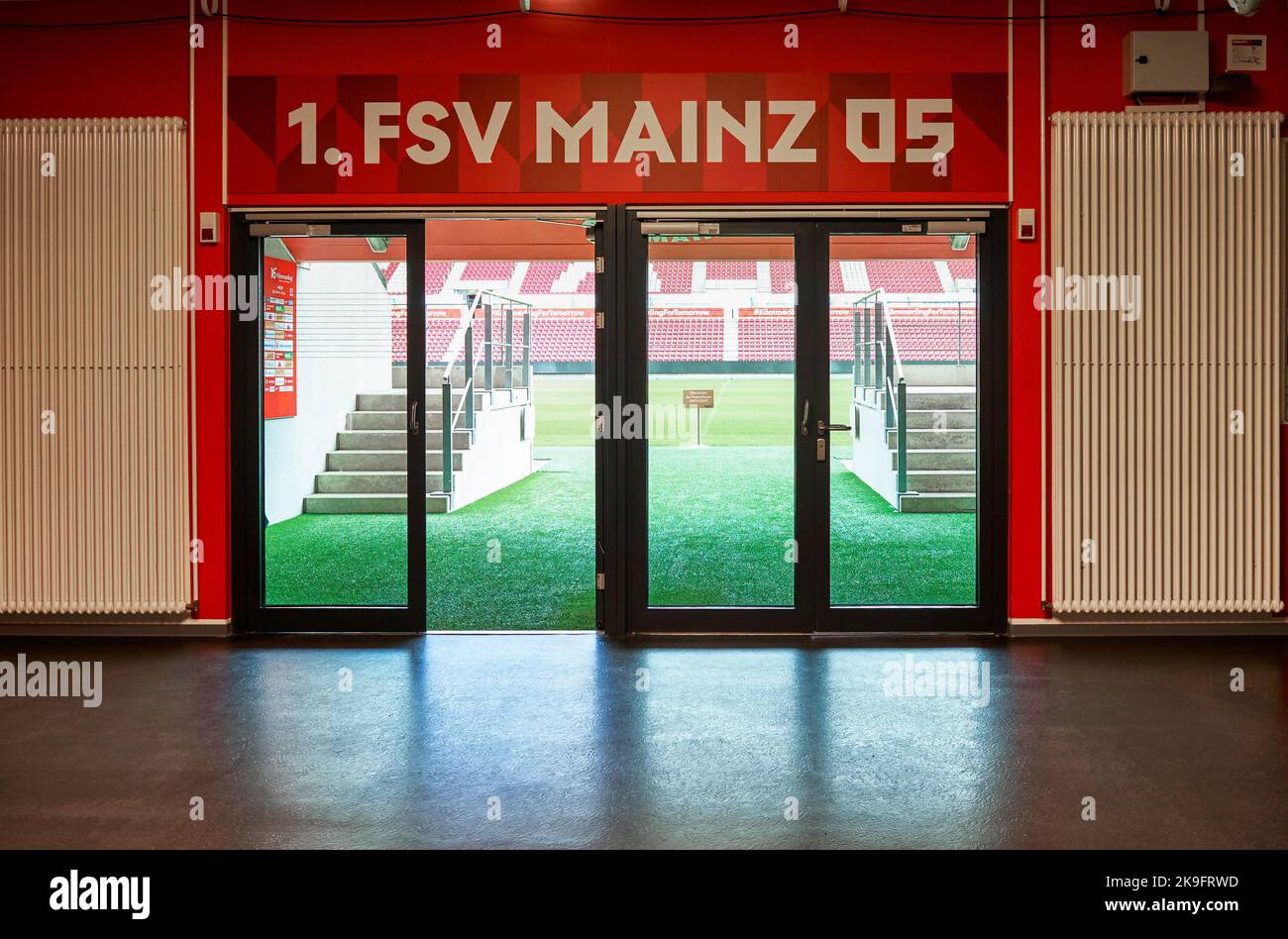 Exit onto the grounds at MEWA arena - the official playground of FC Maiz 05 Stock Photo