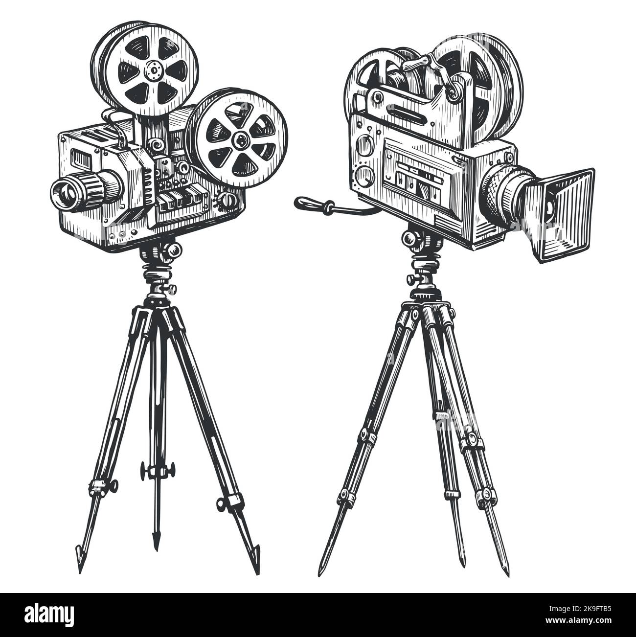 Film reel camera Black and White Stock Photos & Images - Alamy