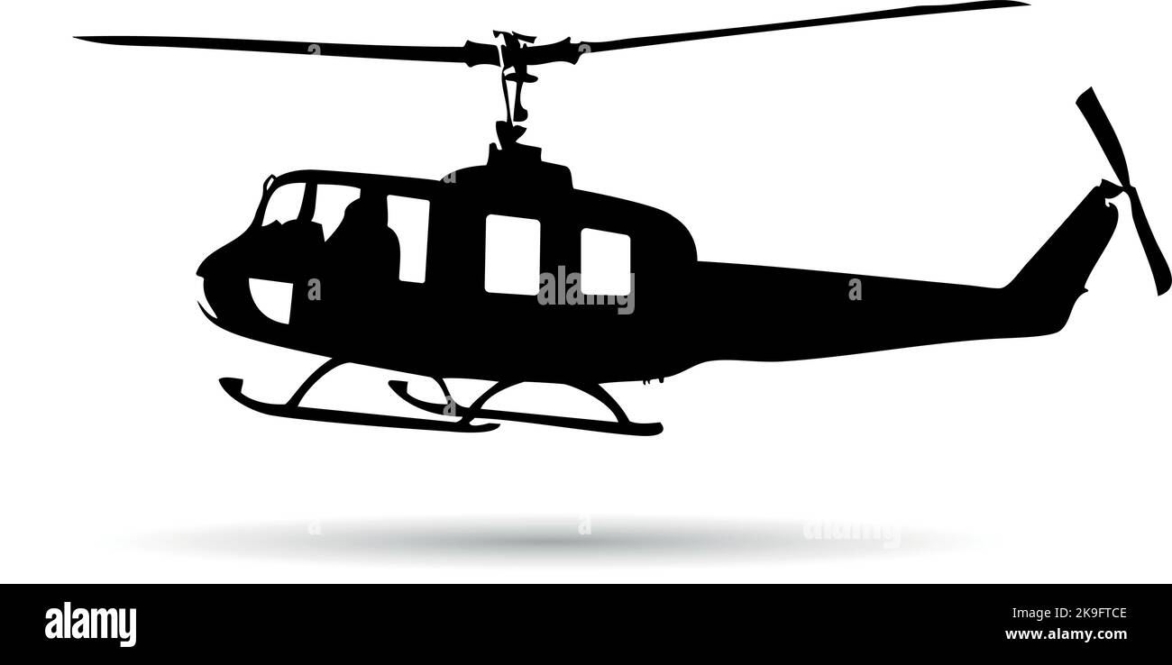 A helicopter flies above the ground Stock Vector