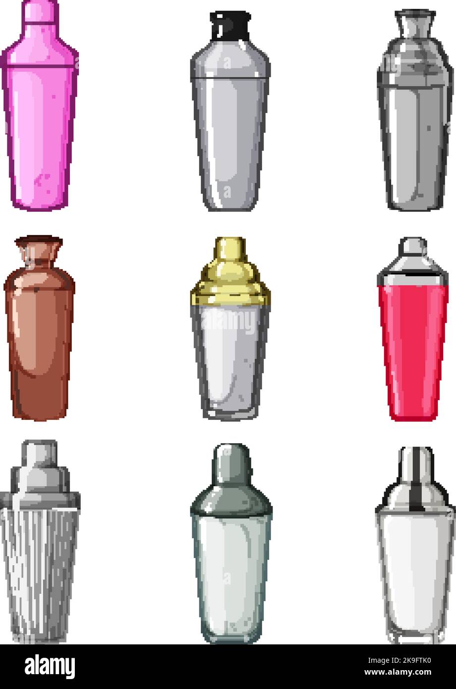 cocktail shaker set cartoon vector illustration Stock Vector Image