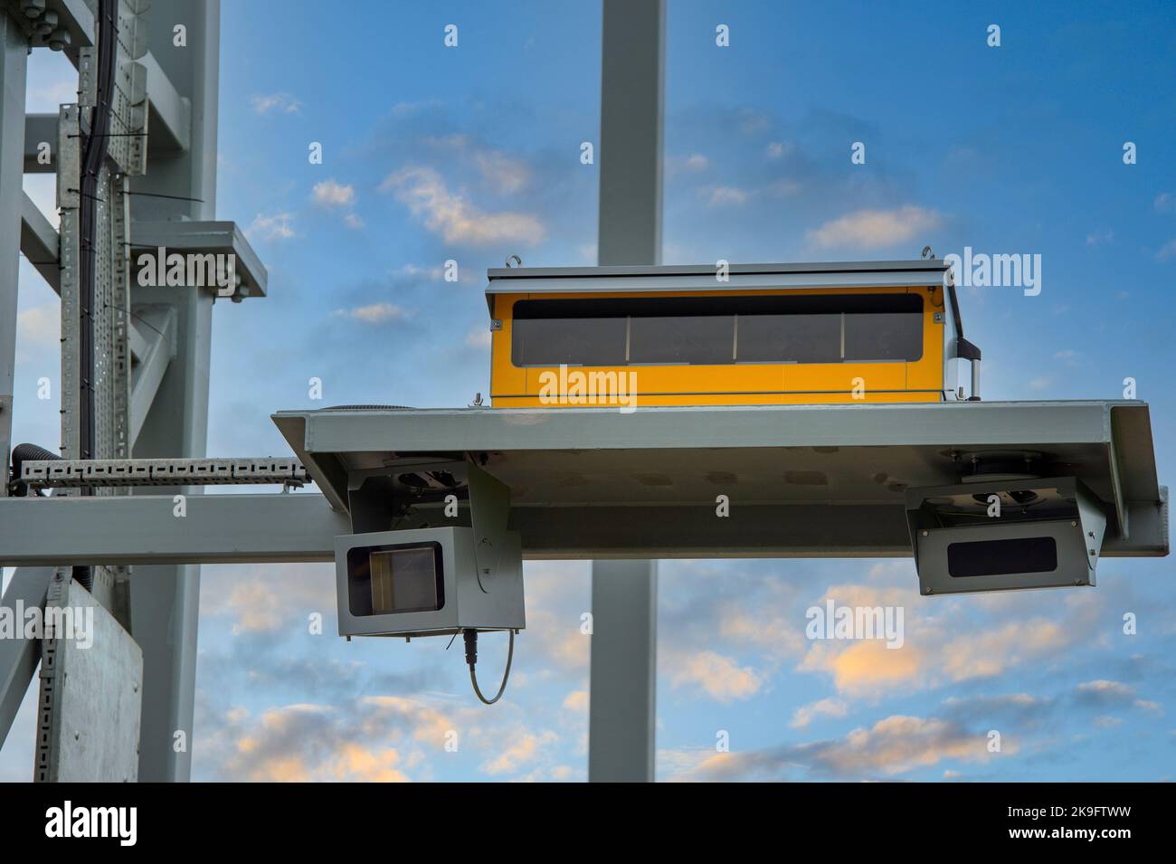 Smart motorway speed camera on the M1 motorway, England Stock Photo Alamy