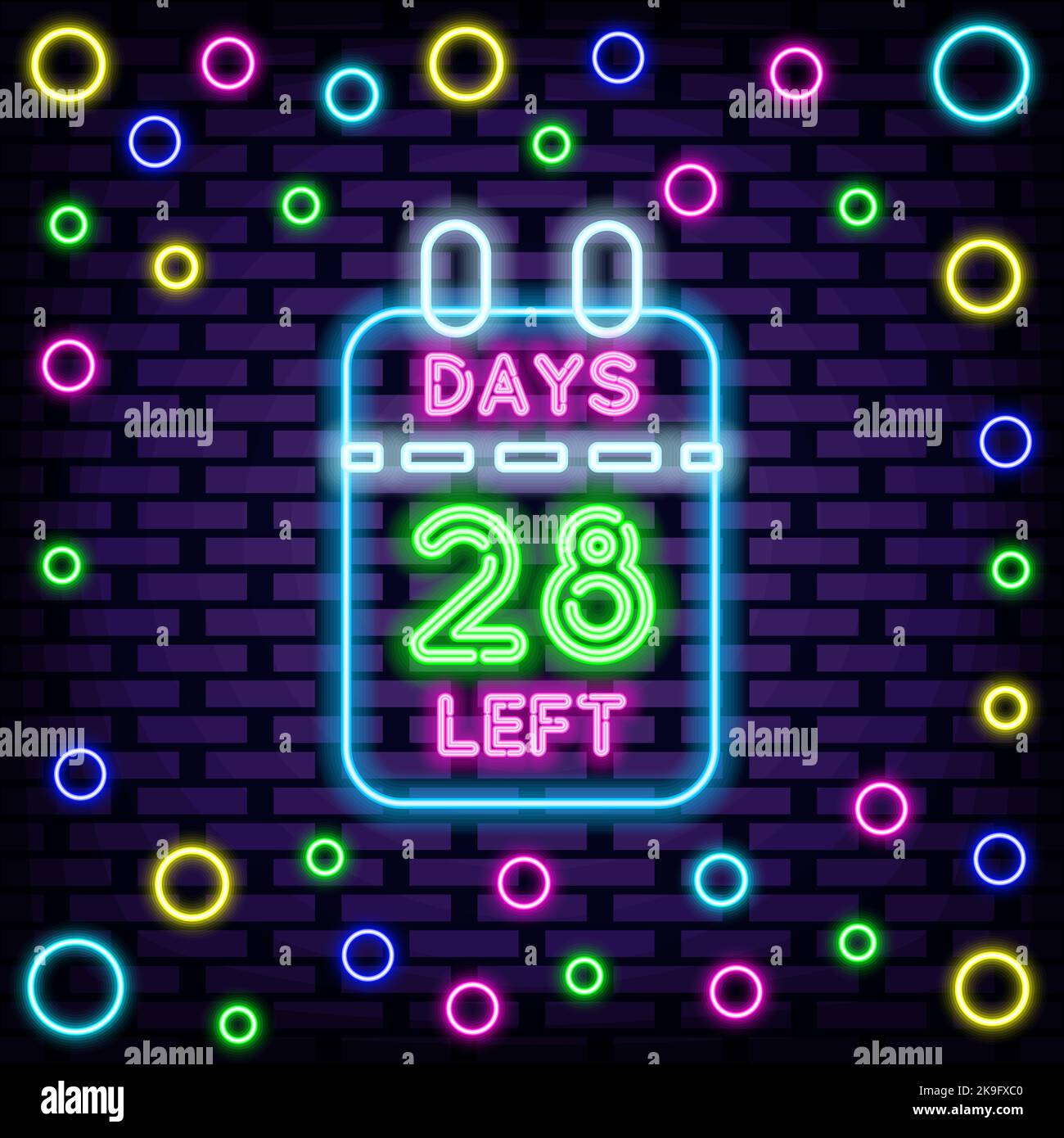 28 Days Left Neon Sign Vector. Bright signboard. Light art Stock Vector  Image & Art - Alamy