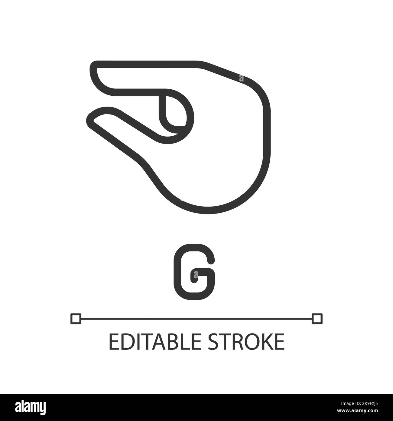 Sign for letter G in ASL pixel perfect linear icon Stock Vector Image