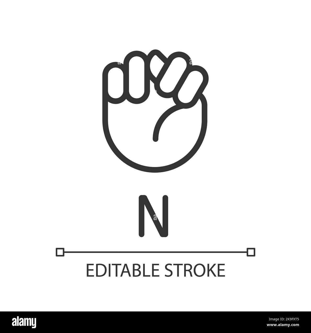 Letter N sign in ASL pixel perfect linear icon Stock Vector Image & Art