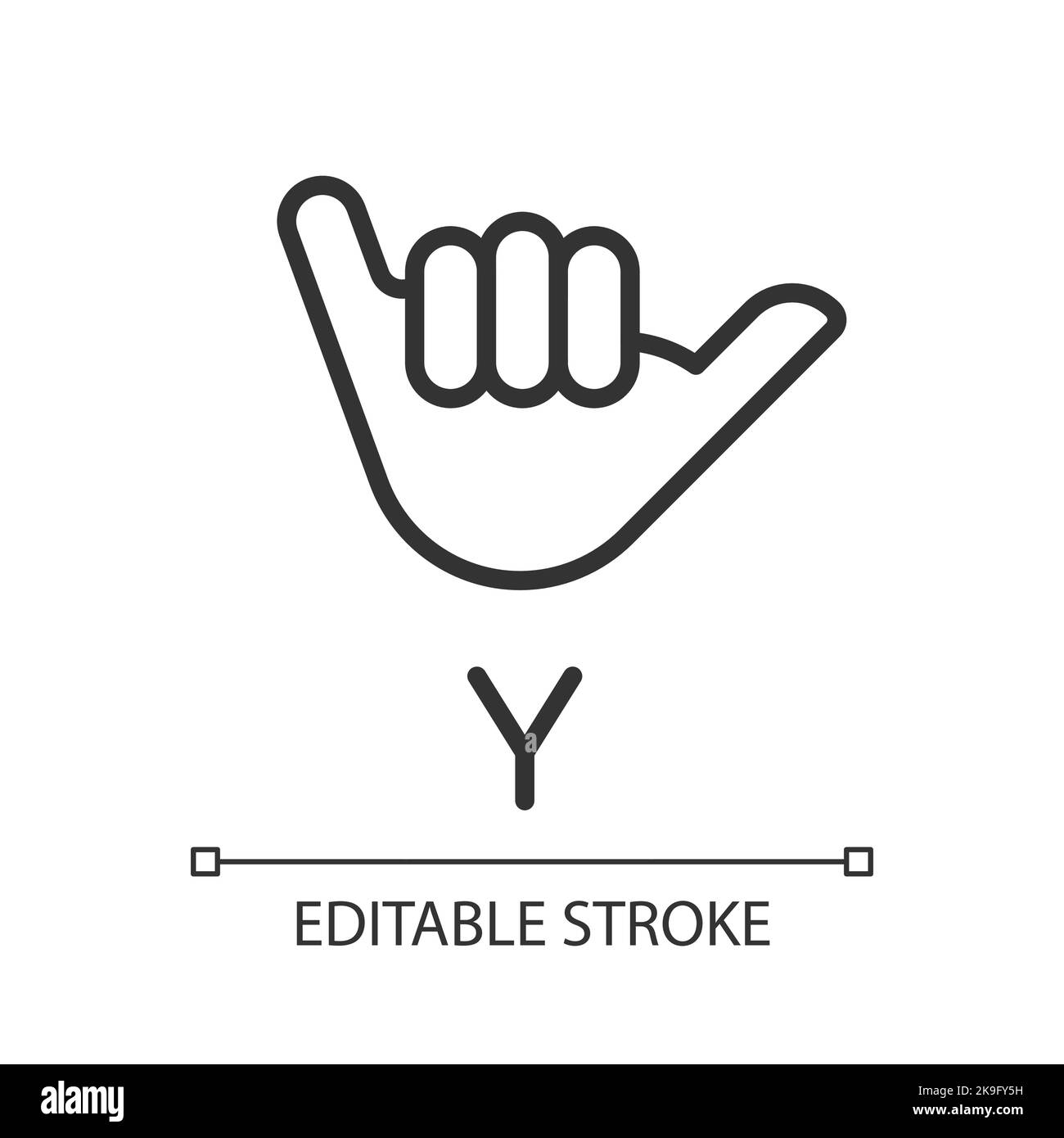 Letter Y sign in ASL pixel perfect linear icon Stock Vector Image & Art